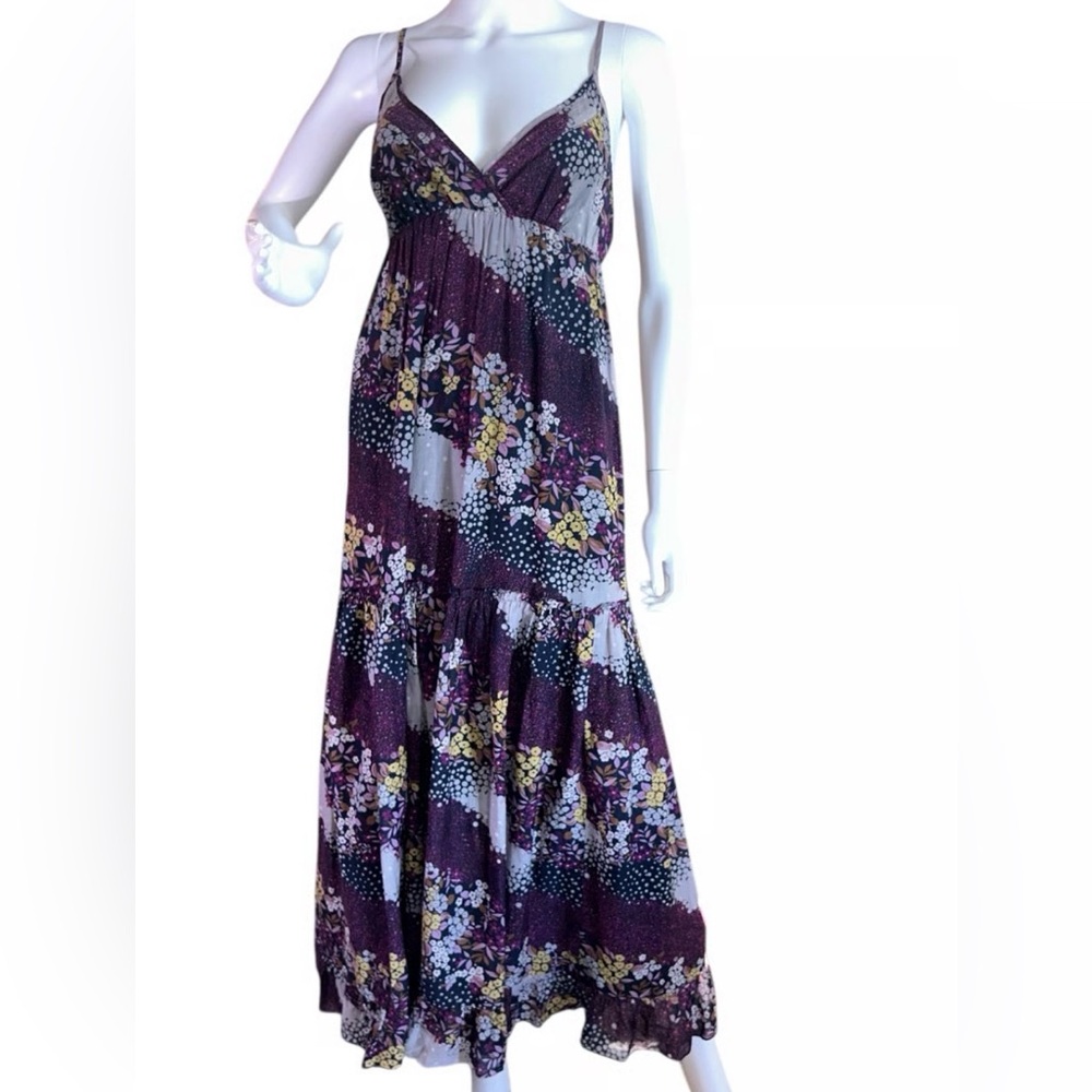 Y2K Anthropologie Vintage Maeve Floral Silk Cotton Santa Ana boho Dress Strappy